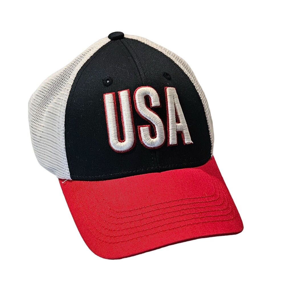 "USA" Red White Blue Baseball Hat by Captivating Men's Snapback Mesh Cap OS